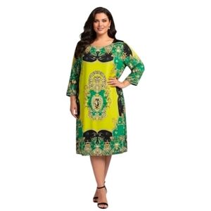 Magic Lime and Black Scoop Neck Dress